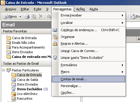 configuração outlook 2003